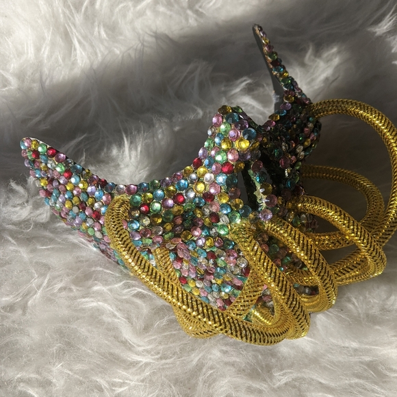 NEW Handmade Colorful Embellished Half Skull Mask - Picture 2 of 8